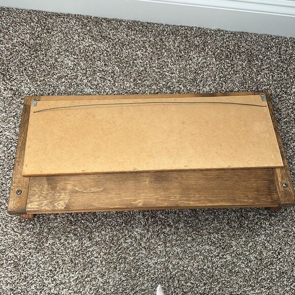 Vintage Wooden Burlap Embroidered Towel Rack with Folk Art Design Wall Decor - Picture 7 of 16